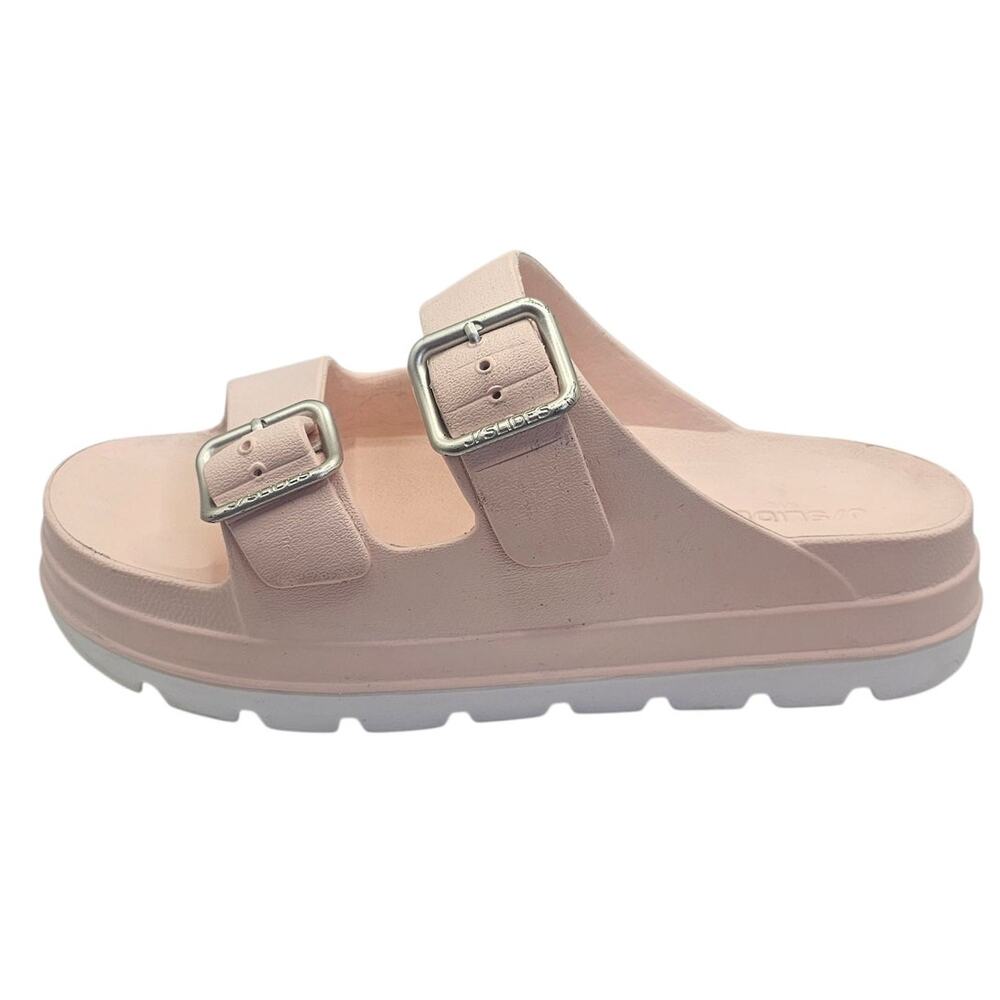 J/Slides Light Pink & White Simply B Platform Beach Summer Sandals